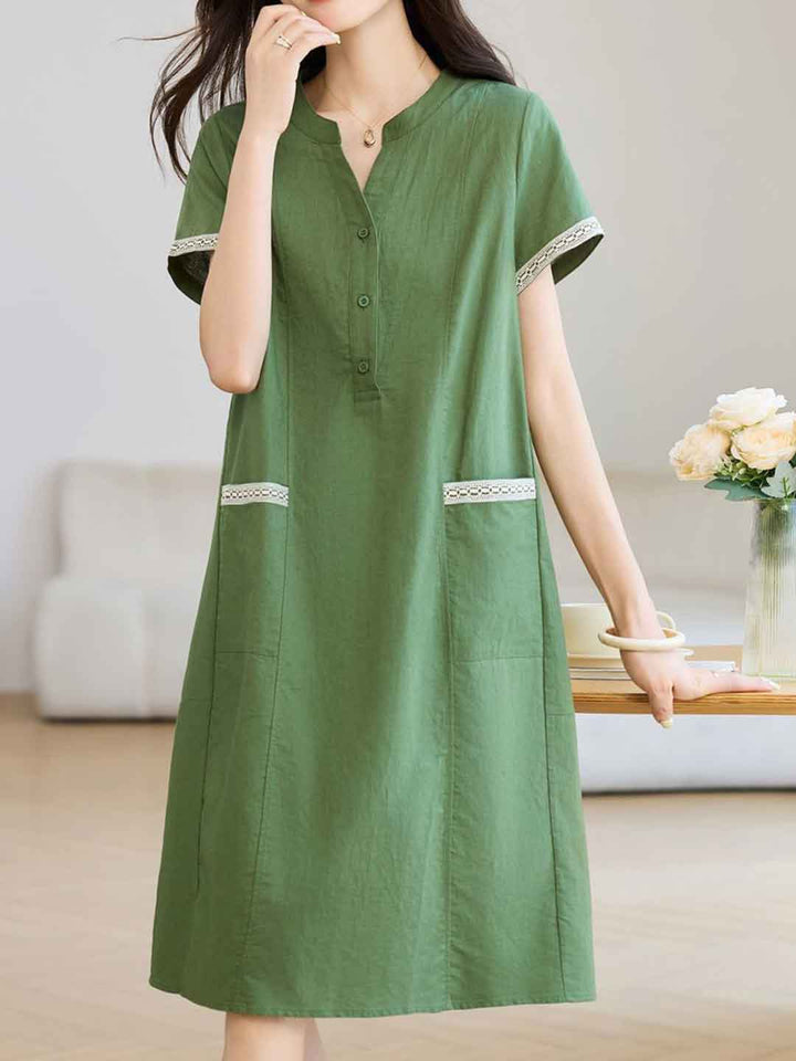 Grace Loose V-Neck Patchwork Dress