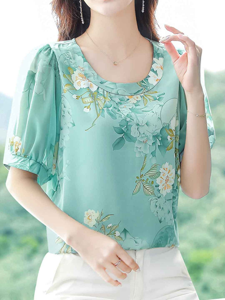 Taylor Loose Crew Neck Floral Printed Top