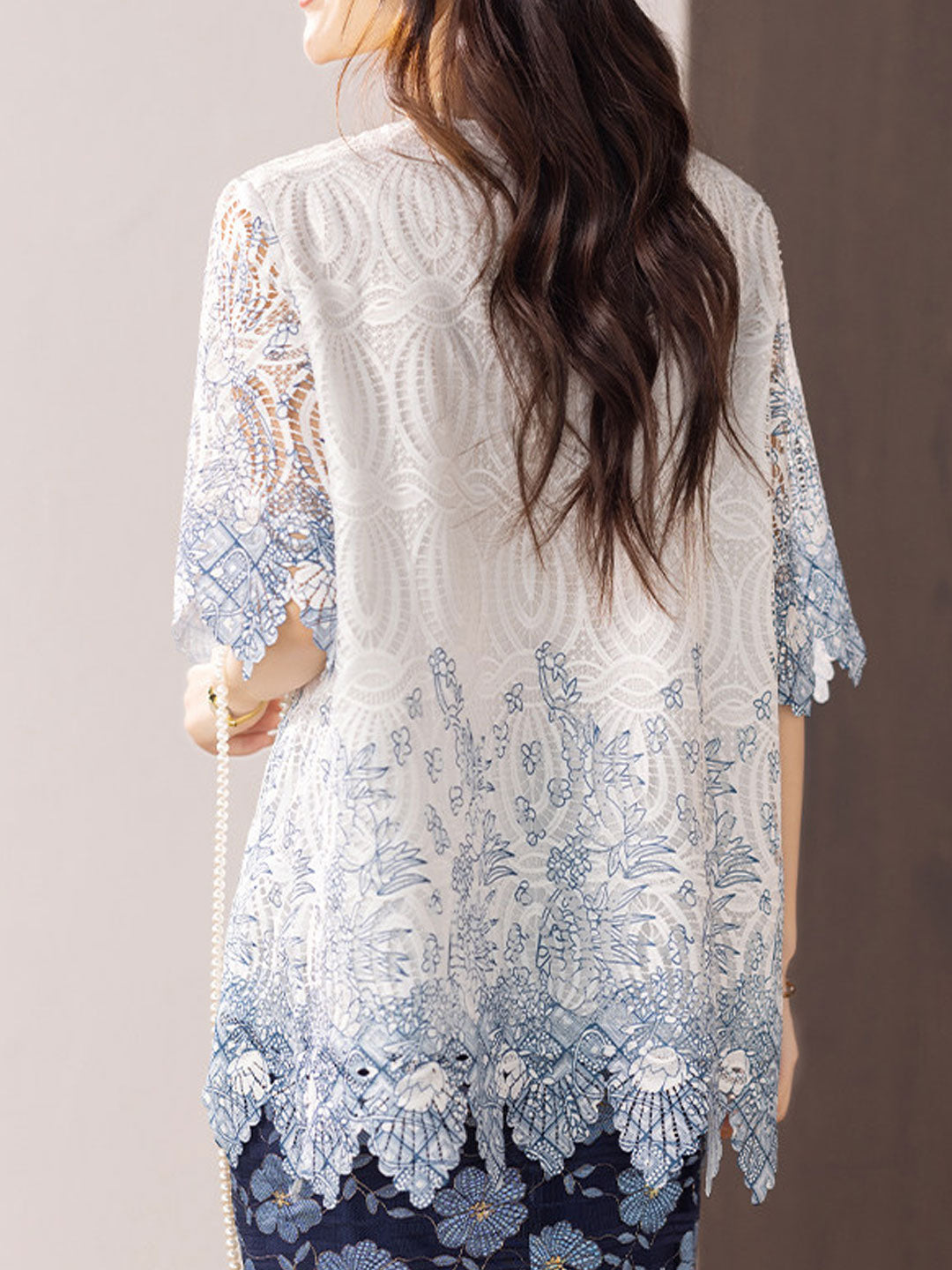 Ava Loose Crew Neck Hollowed Lace Top