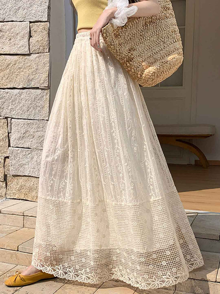 Anna Daily Lace Mesh Embroidered Skirt