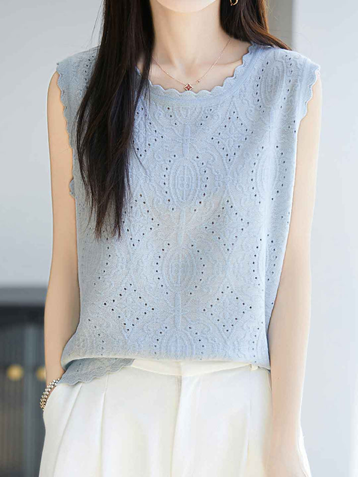Molly Loose Crew Neck Solid Color Knitted Vest