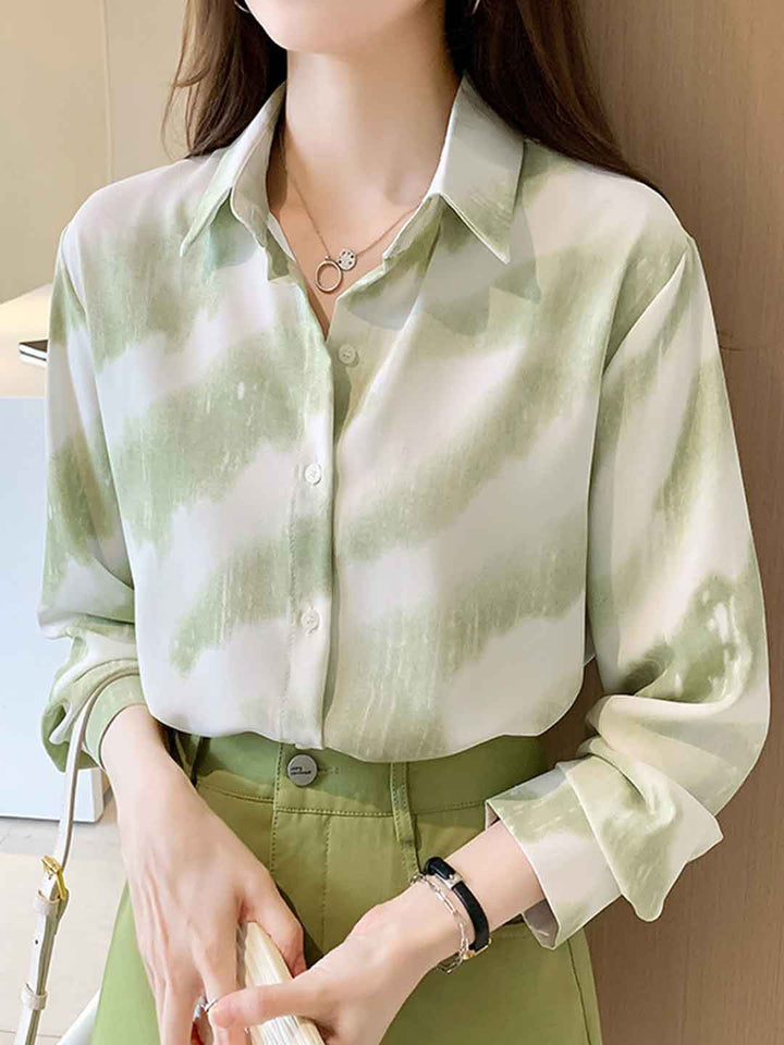 Mya Loose Polo Collar Printed Shirt