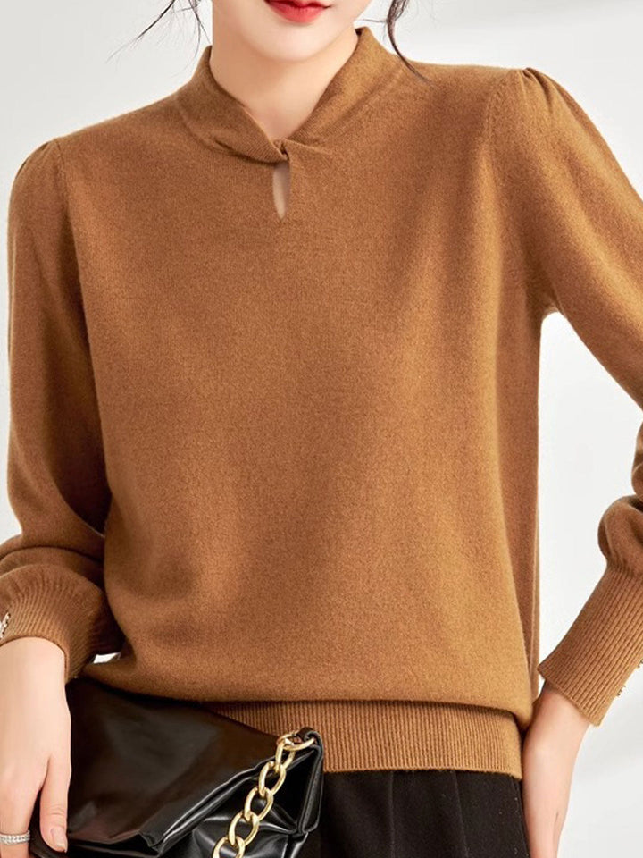 Brooke Casual Crew Neck Solid Color Knitted Top-Purple
