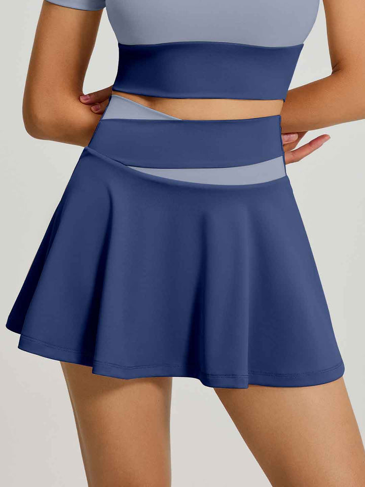 Color-Blocked Anti-exposure Yoga Short Skirt