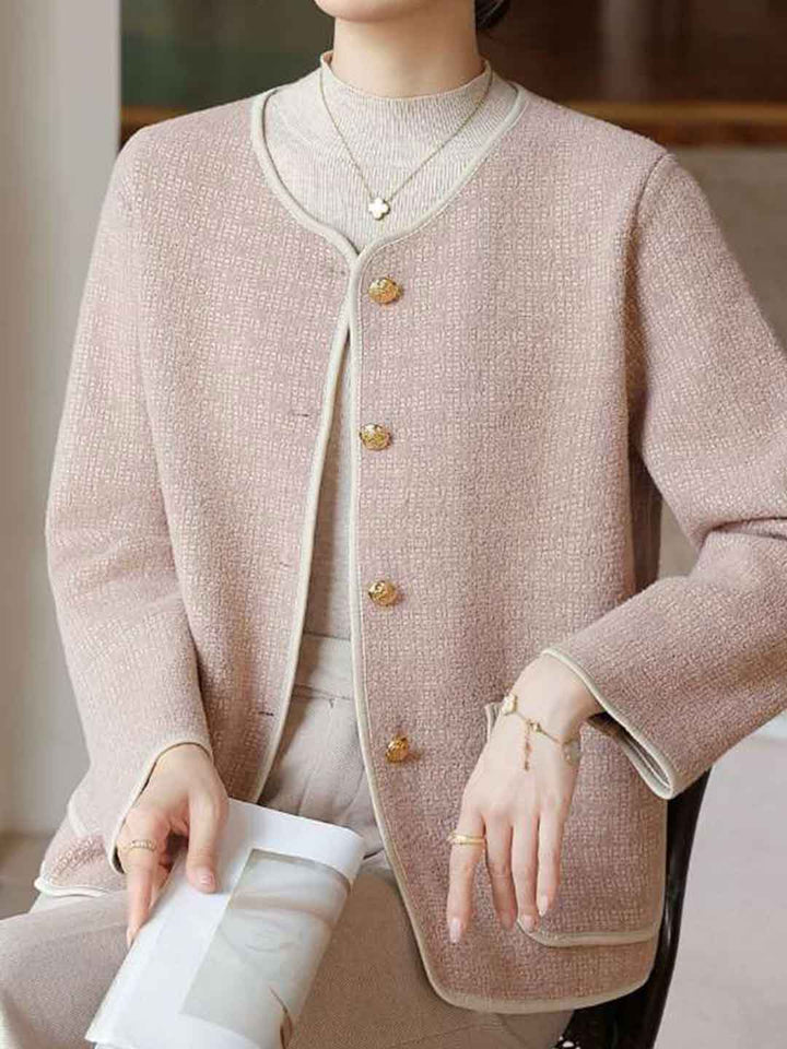 Hannah Elegant Crew Neck Tweed Cardigan