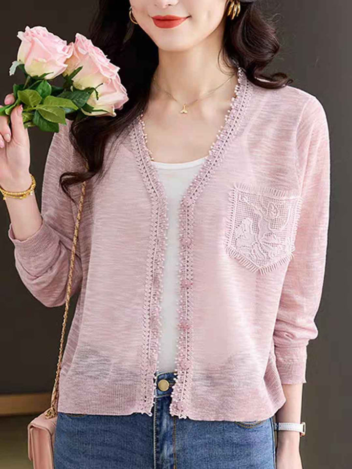 Layla Loose V-Neck Hollowed Knitted Cardigan