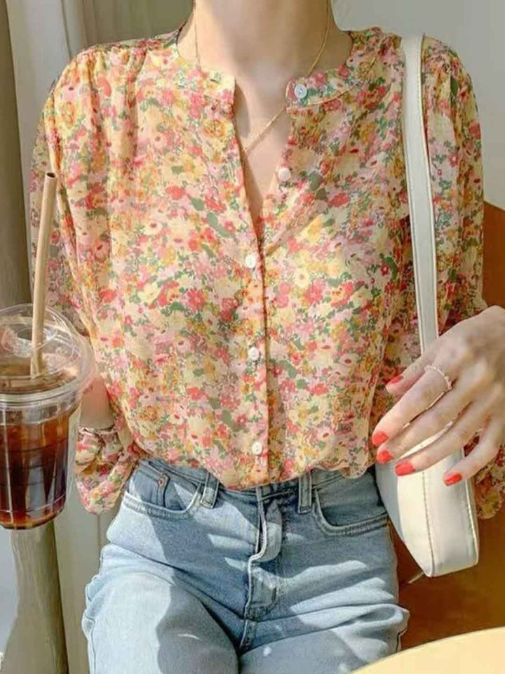 Paige Loose Crew Neck Floral Chiffon Top