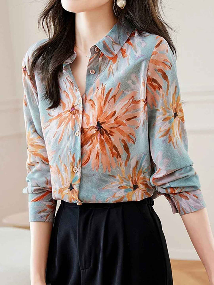 Natalie Daily Lapel Floral Printed Shirt
