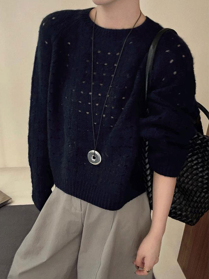 Peyton Loose Crew Neck Hollowed Knitted Sweater