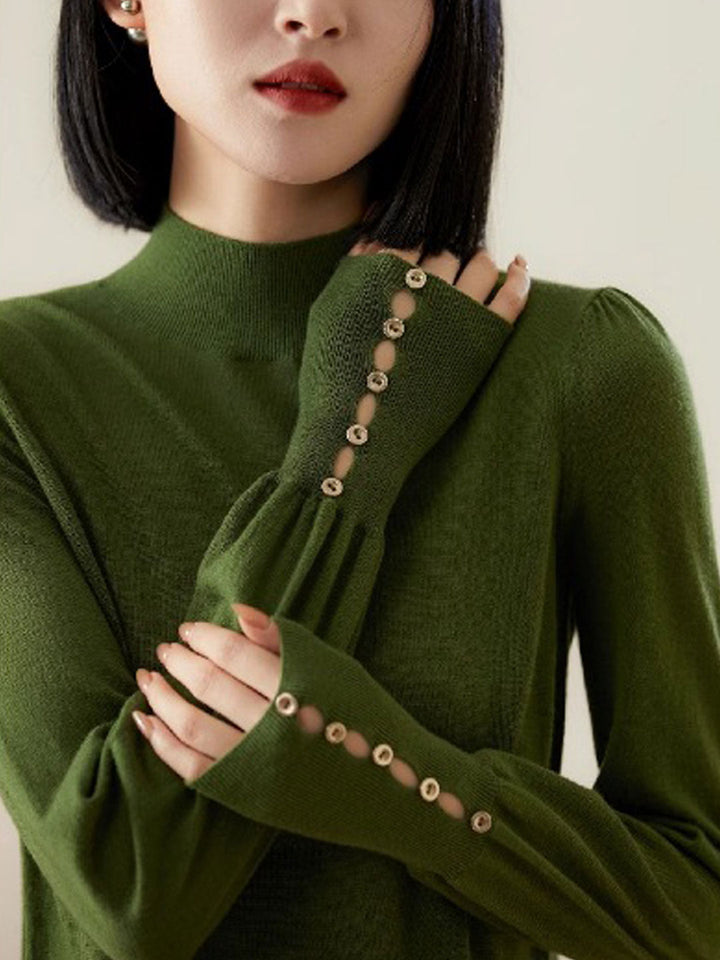 Natalie Sweet Puff Sleeve Solid Color Knitted Top