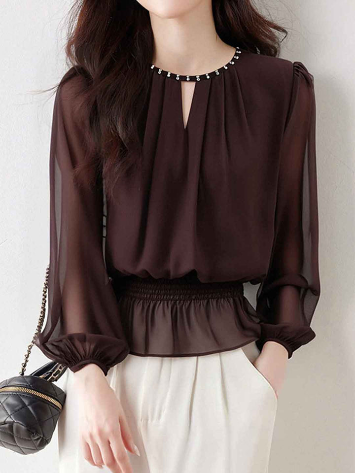 Isabella Daily Crew Neck Halter Neck Ruffle Chiffon Top
