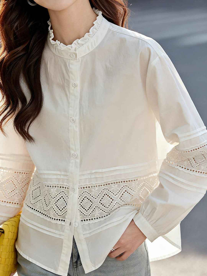 Ava Loose Crew Neck Lace Hollowed Top