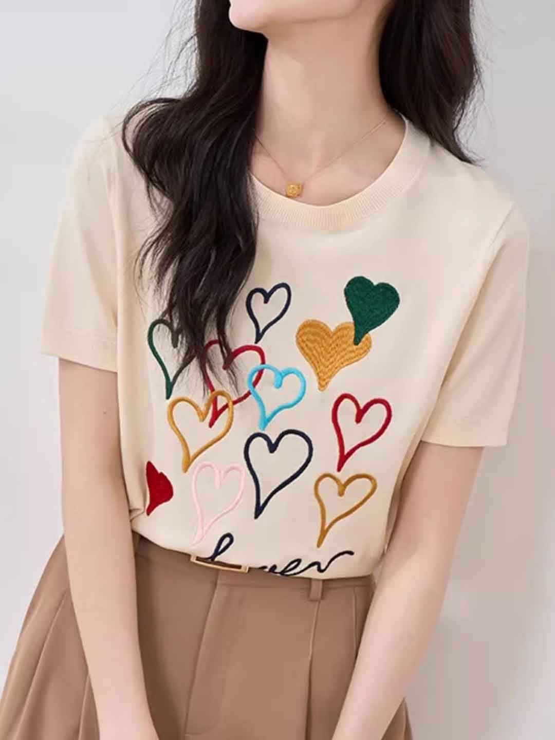 Valeria Casual Crew Neck Embroidered Knitted Top