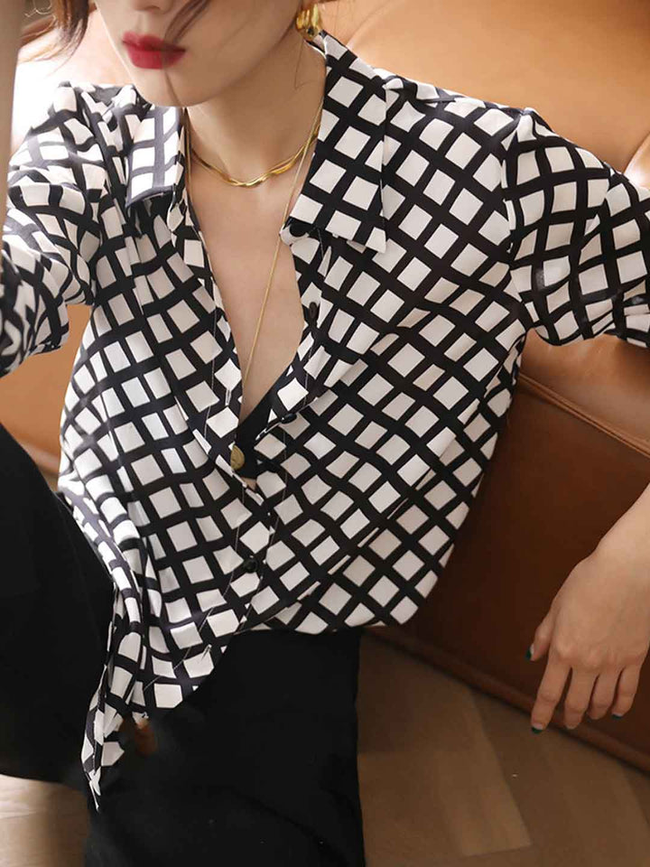 Claire Vintage Polo Collar Plaid Shirt