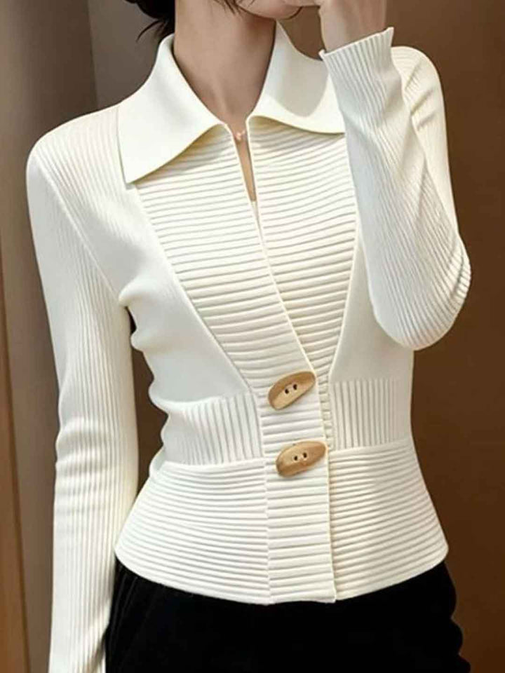 Madison Slim Lapel Solid Color Pullover Knitted Sweater
