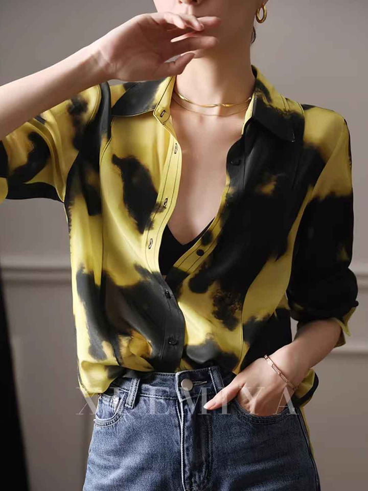 Eva Daily Lapel Colorful Chiffon Shirt