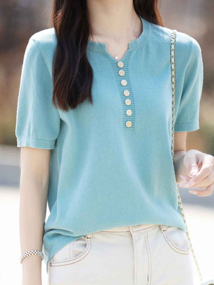Julia Crew Neck Solid Color Knitted Top-Pink
