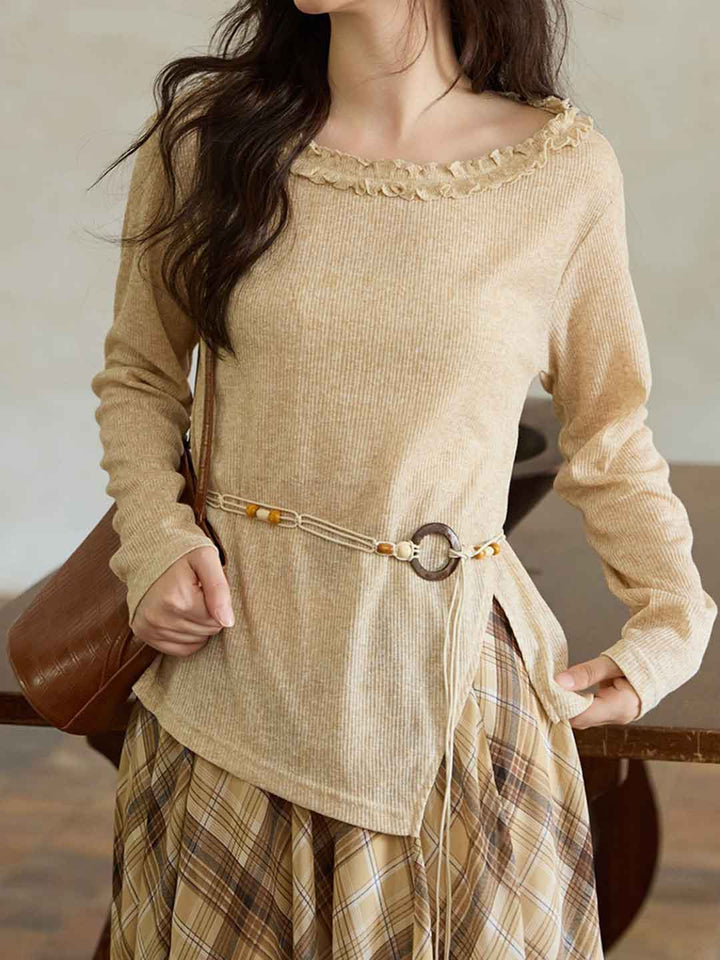 Kylie Slim Auricular Collar Knitted Top