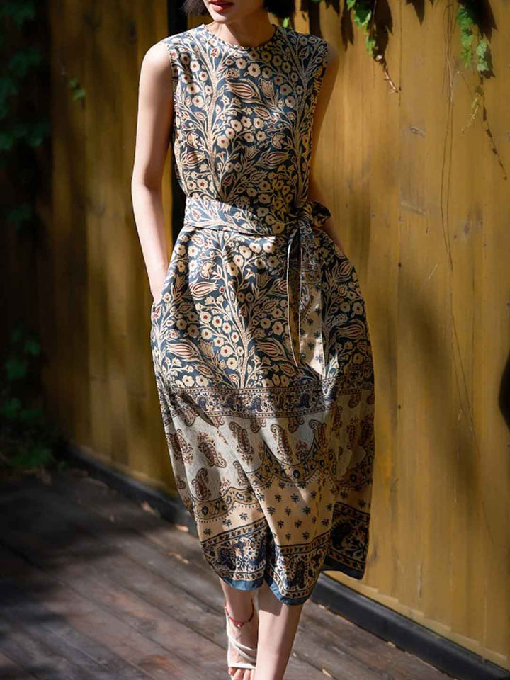 Arianna Vacation Crew Neck Printed Dress