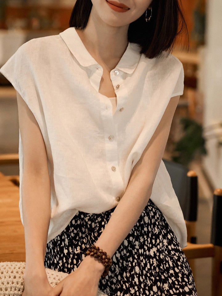 Claire Casual Doll Collar Solid Color Top