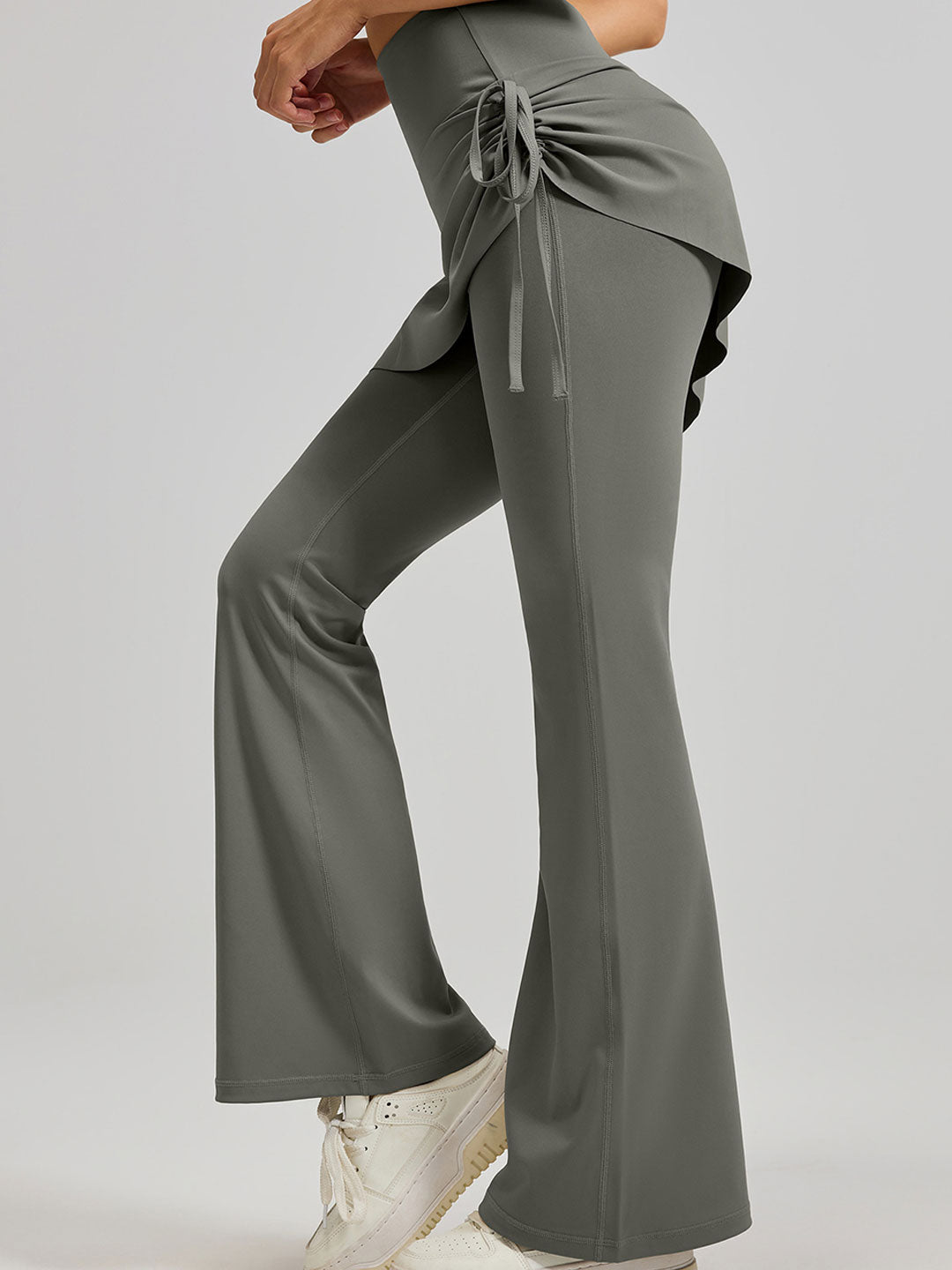 High-Waisted Mock Two-Piece Yoga Flared Pants&Skirt