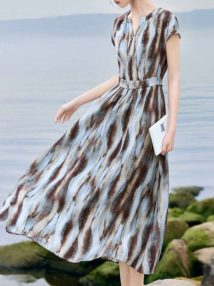 Camila Elegant V-Neck Printed Dress