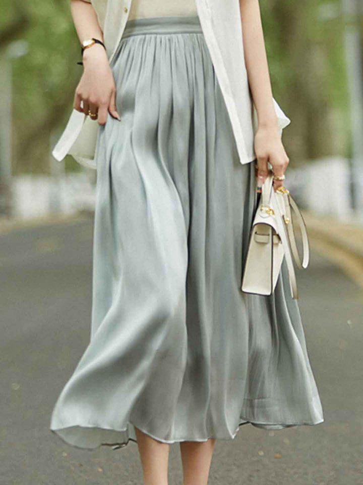 Sarah Daily Solid Color Textured Pleated Skirt