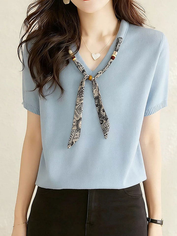 Morgan Daily V-Neck Scarf Knitted Top