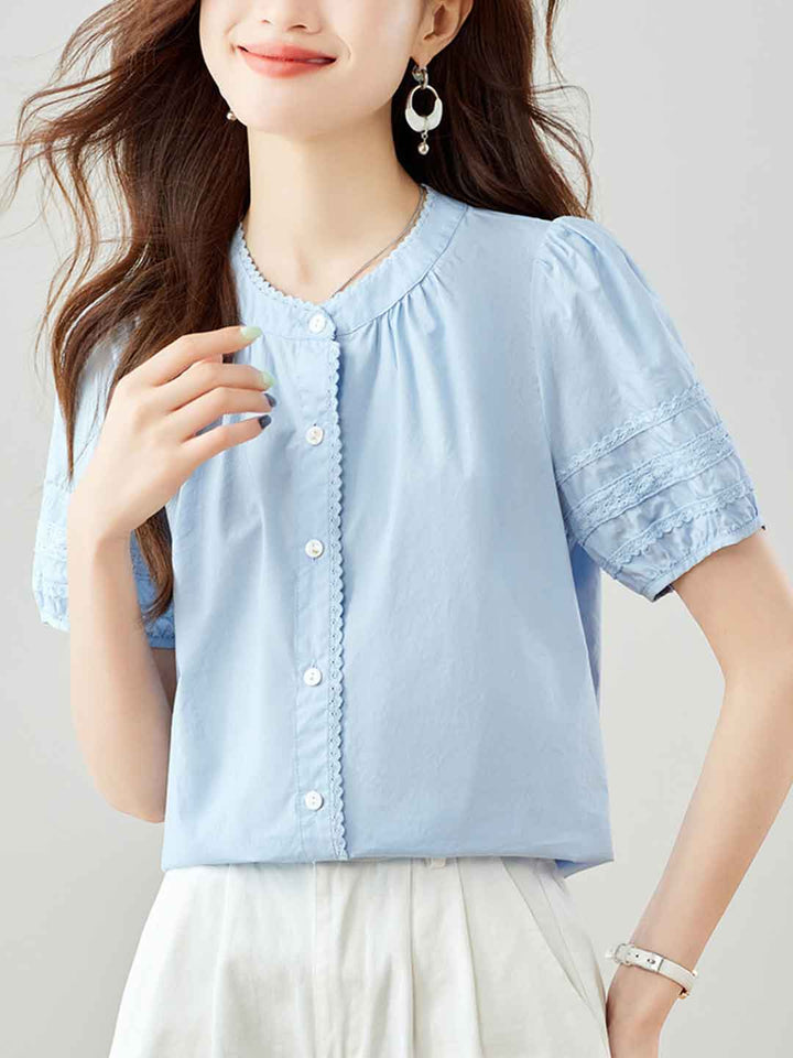 Camila Chic Crew Neck Puff Sleeve Shirt