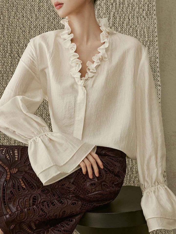 Kylie Vintage V-neck Auricular Blouse