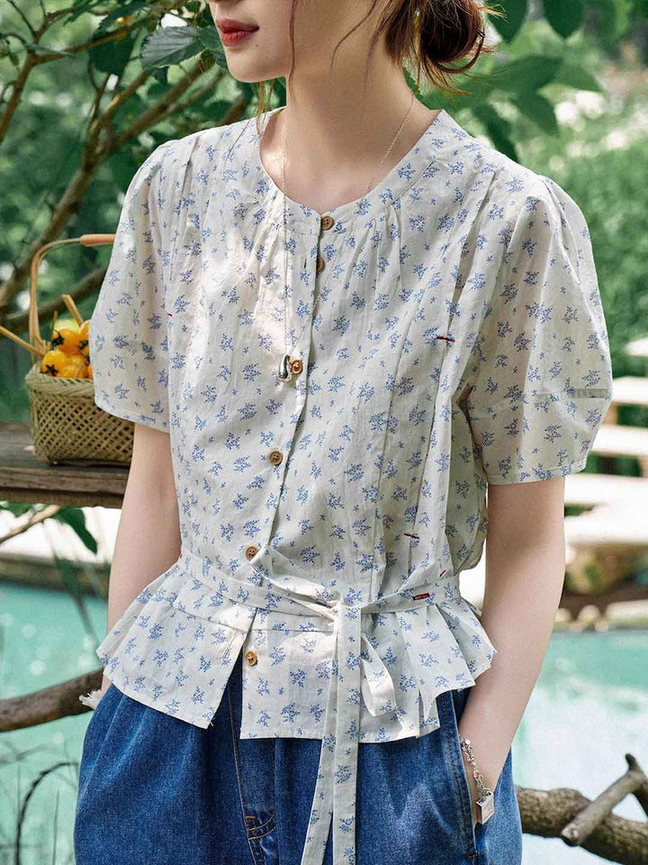 Mia Classic Crew Neck Floral Printed Top