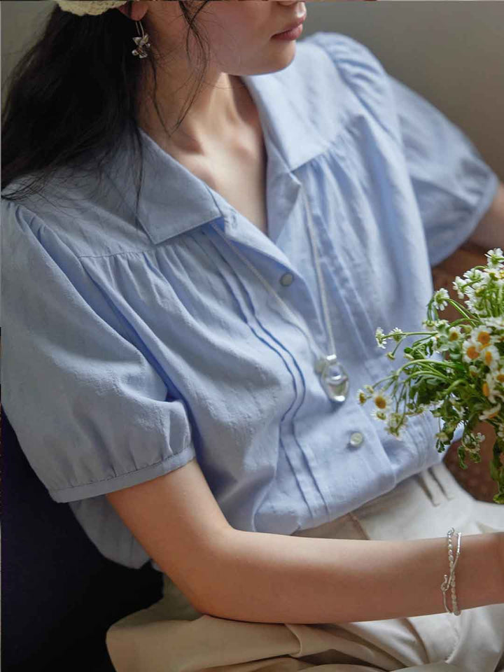 Riley Vintage Laple Puff Sleeve Blouse