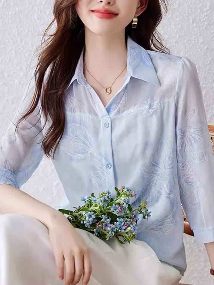Hannah Loose Lapel Printed Shirt