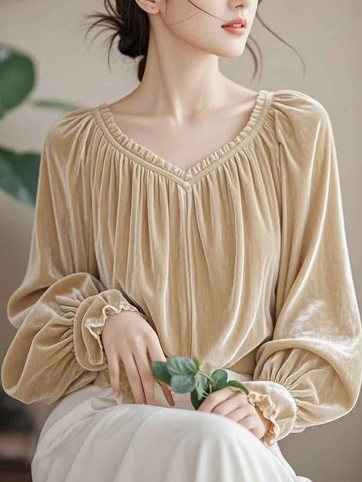 Sofia Daily V-Neck Velvet Top