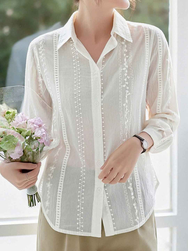 Elizabeth Loose Lapel Embroidered Shirt