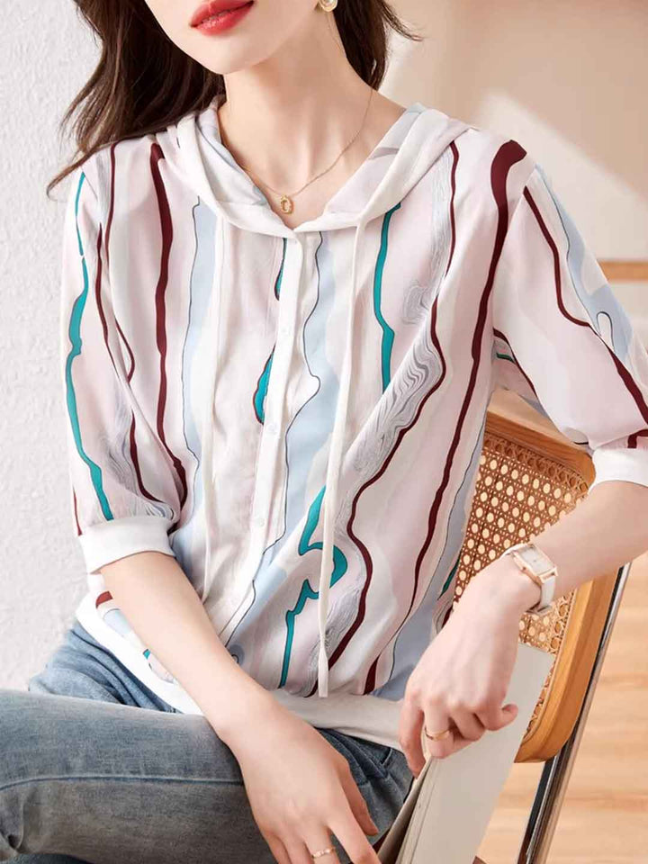 Victoria Loose Hooded Printed Top