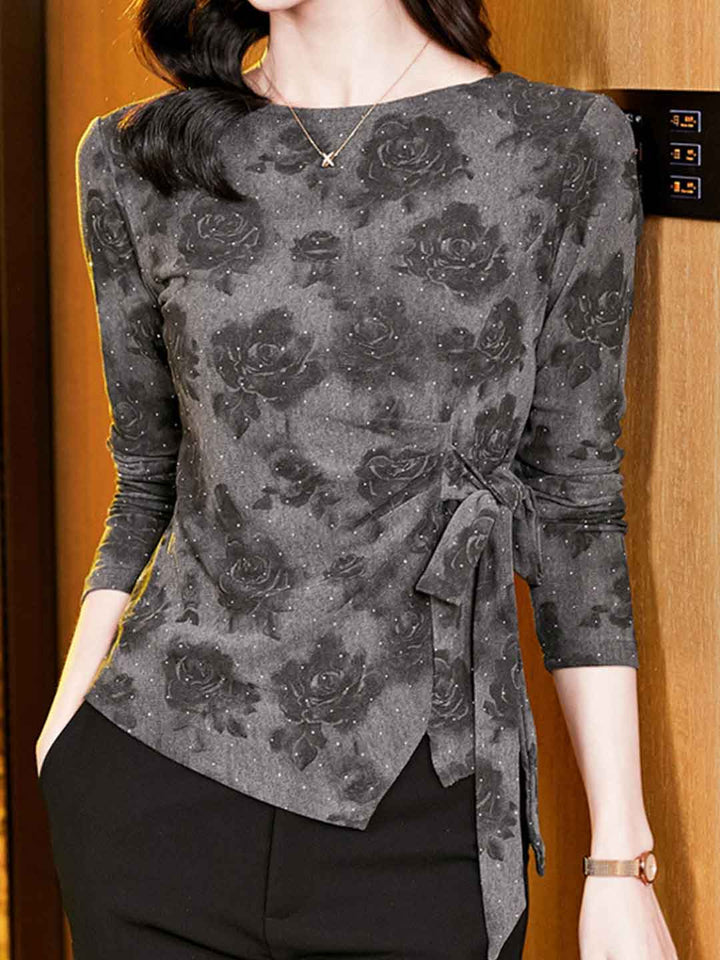Sophia Daily Off-The-Shoulder Mesh Rhinestone Lace Top