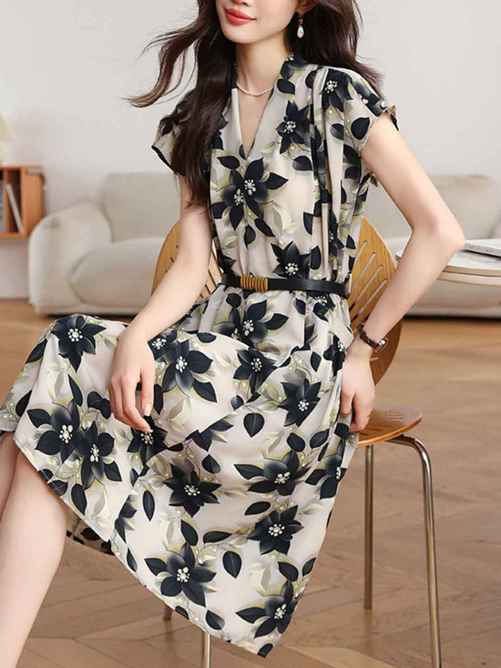 Ava Loose V-neck Chiffon A-line Dress