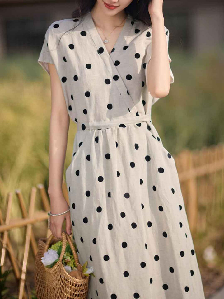 Sophie Retro V-Neck Polka Dot Dress