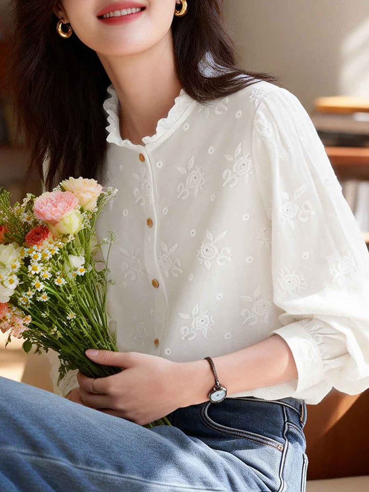 Natalie Vintage Auricular Embroidered Shirt