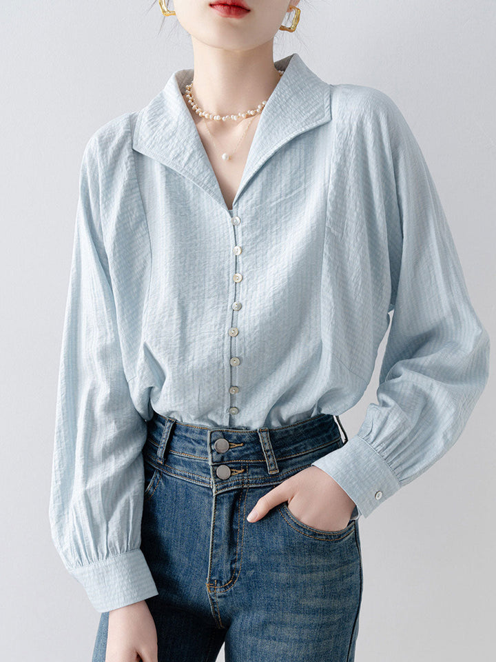 Ella Casual Lapel Solid Color Shirt