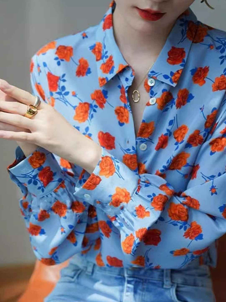 Chloe Classic Polo Printed Chifffon Shirt