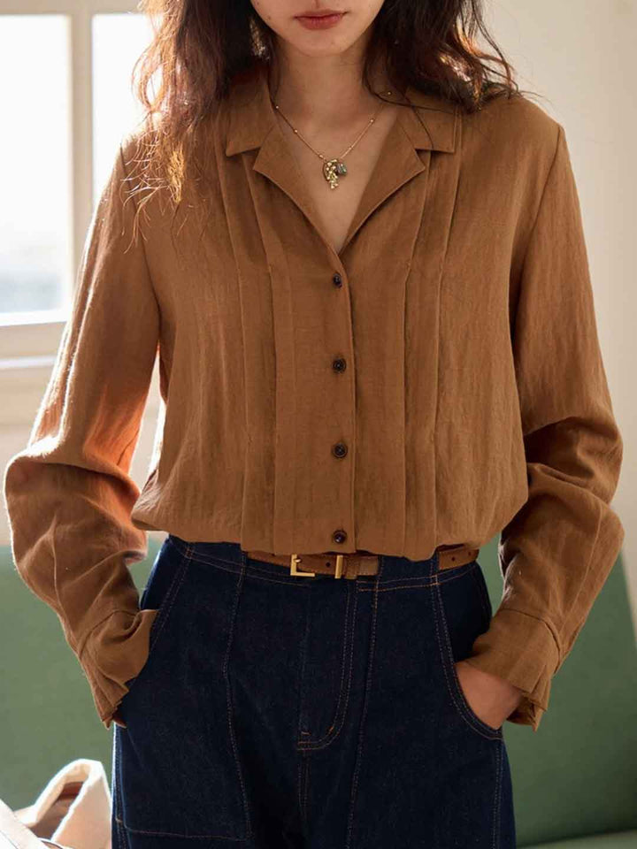 Mia Vintage Lapel Patchwork Shirt