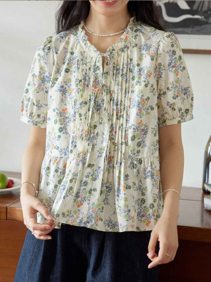 Ava Daily Auricular Collar Bow Tie Blouse