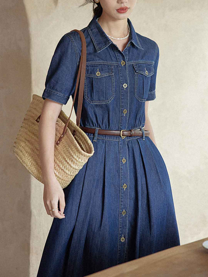 Makayla Retro High-Waisted Denim Dress
