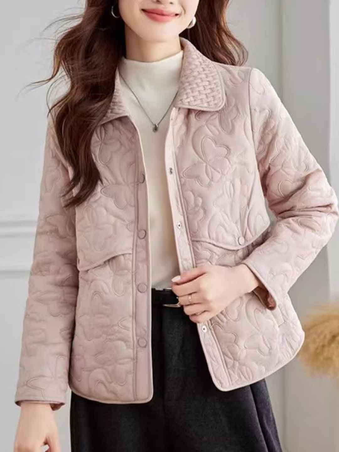 Natalie Retro Lapel Diamond Embroidered Winter Coat