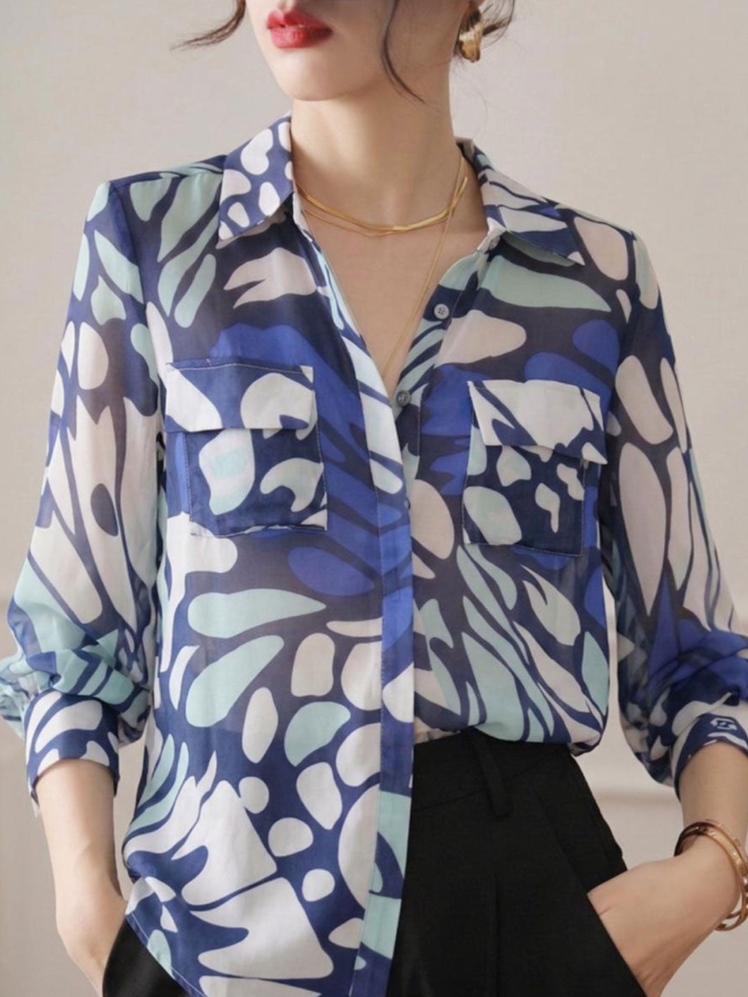 Chloe Casual Polo Collar Printed Shirt