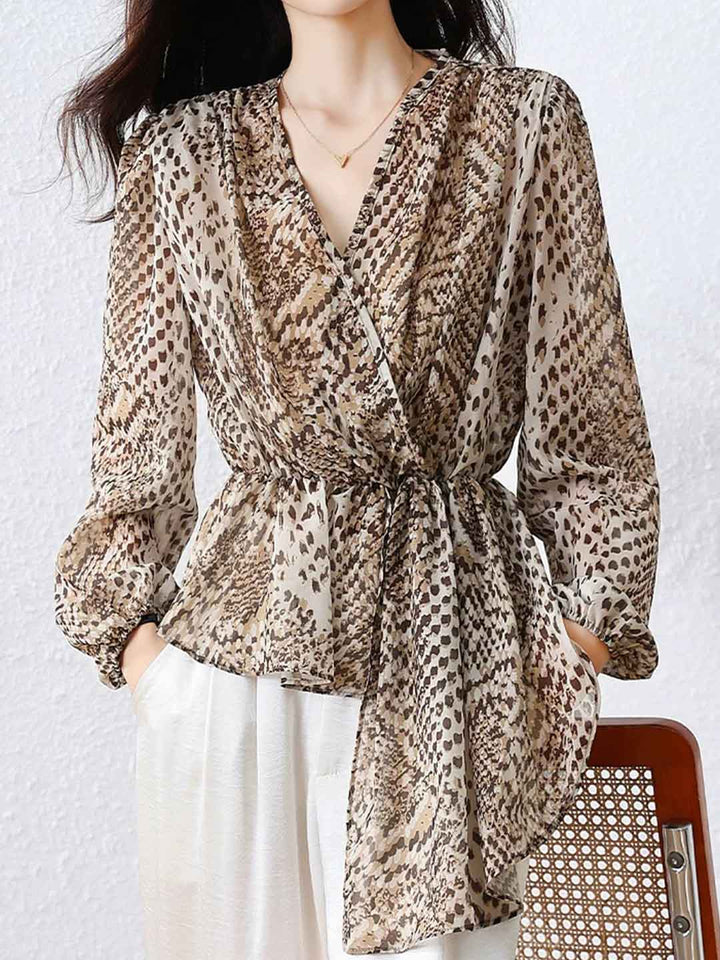 Madison Waisted V-Neck Chiffon Asymmetrical Top