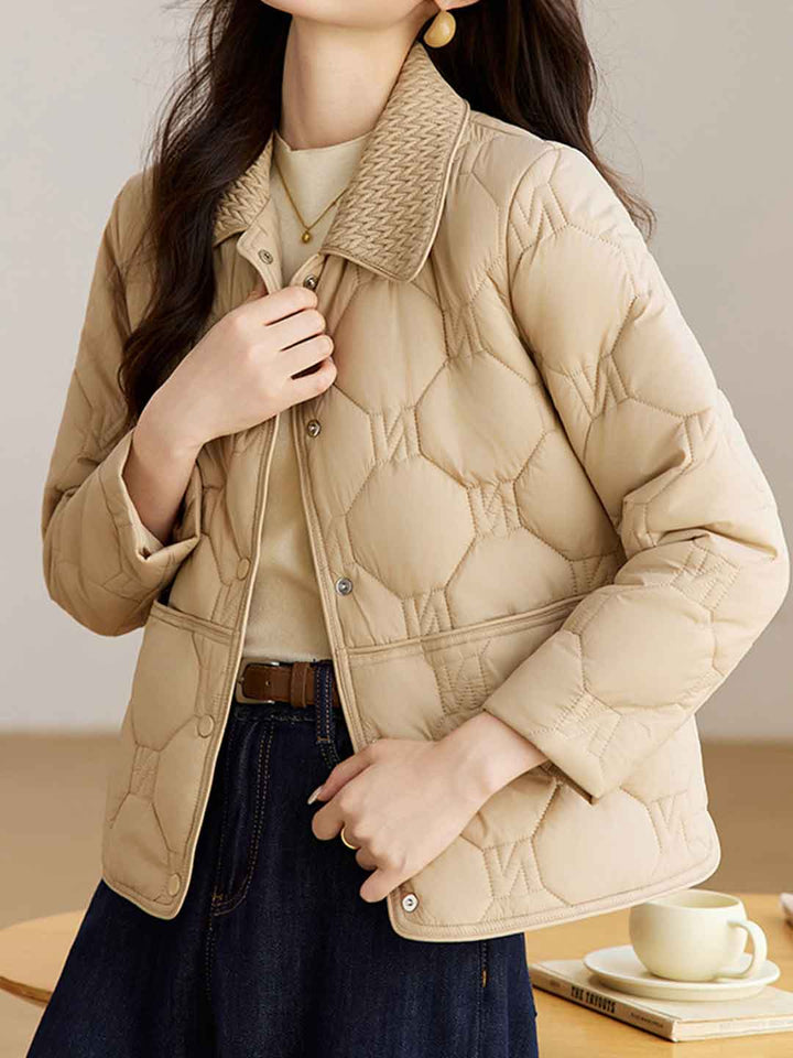 Ella Classic Lapel Solid Color Cotton Coat