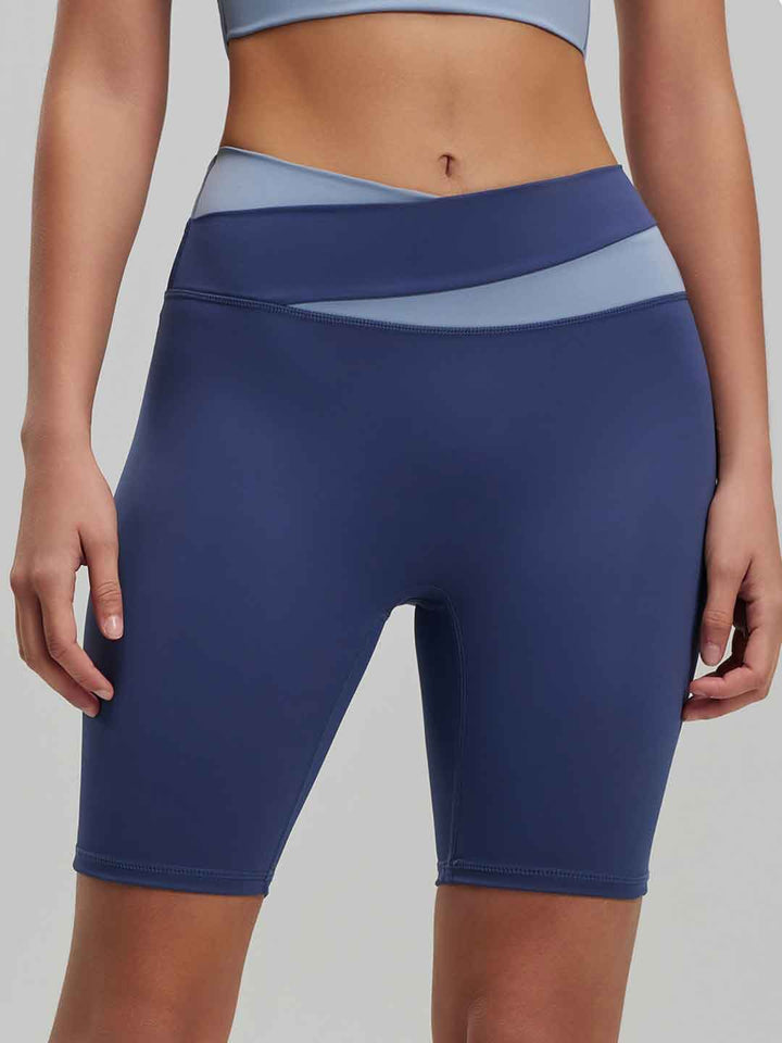 Casual Color-Blocked Yoga Shorts